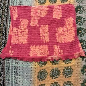 NWOT Free People Pink Floral Smocked Tube Top